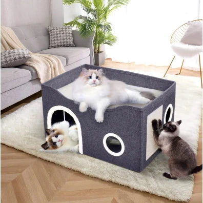 Casa Deluxe para Gatos | 2 Andares + Arranhador de Sisal